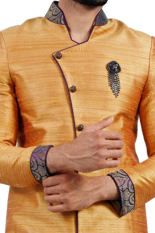 Image Title Burnt Orange Indian Wedding Indo-Western Sherwani for Men