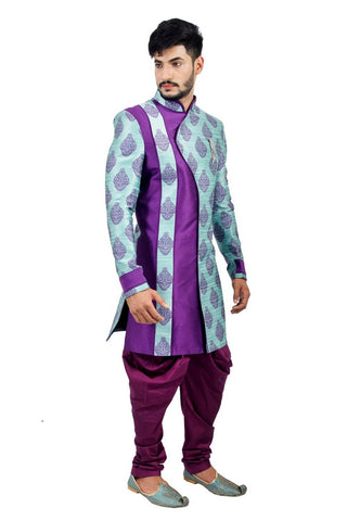 Image Title Island Lagoon and Purple Indian Wedding Indo-Western Sherwani for Men