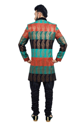 Image Title Multicoloured Designer Short Indian Wedding Indo-Western Sherwani for Men