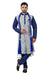 Blue Cotton Brocade Silk Traditional Indian Wedding Indo-Western Sherwani for Men