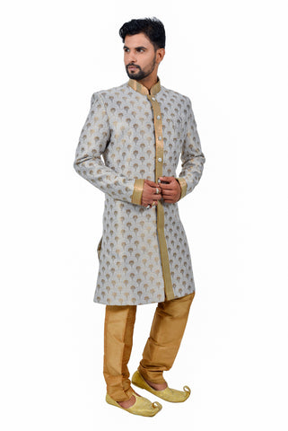 Image Title Multi Cotton Brocade Silk Traditional Indian Wedding Indo-Western Sherwani for Men
