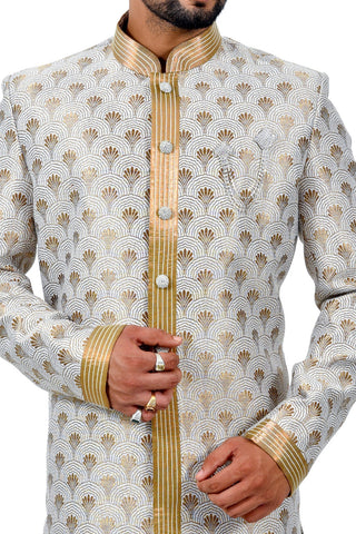 Image Title Multi Cotton Brocade Silk Traditional Indian Wedding Indo-Western Sherwani for Men