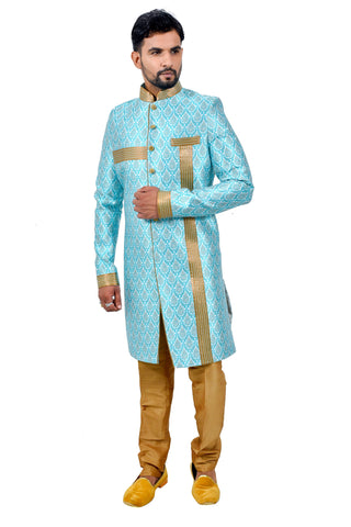 Image Title Multi Dupiondohra Brocade Silk Traditional Indian Wedding Indo-Western Sherwani for Men