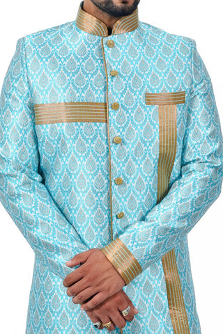 Image Title Multi Dupiondohra Brocade Silk Traditional Indian Wedding Indo-Western Sherwani for Men
