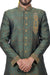 Deep Jungle Green Zari Brocade Silk Traditional Indian Wedding Indo-Western Sherwani for Men