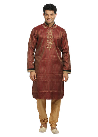Image Title Rust Indian Wedding Kurta Pajama Sherwani for Men