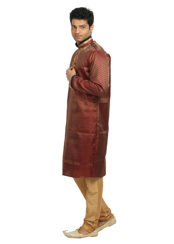 Image Title Rust Indian Wedding Kurta Pajama Sherwani for Men