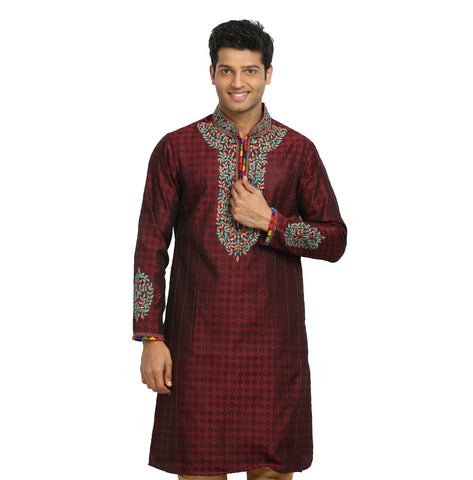 Image Title Maroon Indian Wedding Kurta Pajama Sherwani for Men