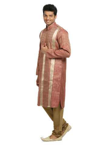 Image Title Salmon Indian Wedding Kurta Pajama Sherwani for Men