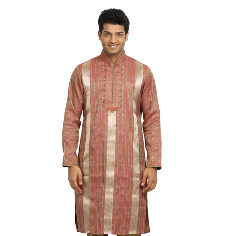 Image Title Salmon Indian Wedding Kurta Pajama Sherwani for Men