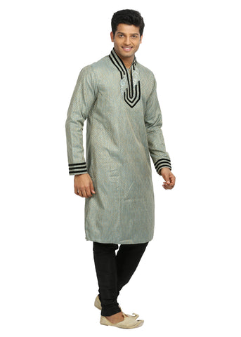 Image Title Silver Grey Indian Wedding Kurta Pajama Sherwani for Men
