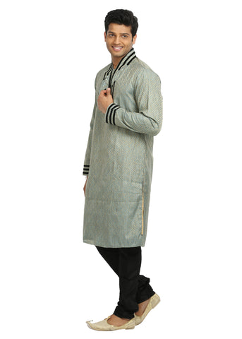 Image Title Silver Grey Indian Wedding Kurta Pajama Sherwani for Men