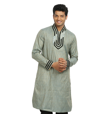Image Title Silver Grey Indian Wedding Kurta Pajama Sherwani for Men