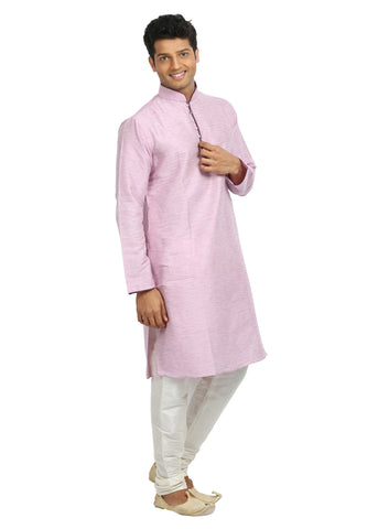 Image Title Light Pink Cotton Linen Indian Kurta Pajama for Men
