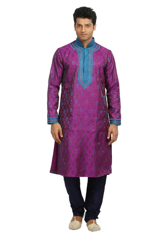 Image Title Magenta Indian Wedding Kurta Pajama Sherwani - Indian Ethnic Wear for Men