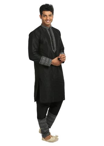 Image Title Black Indian Wedding Kurta Pajama for Men