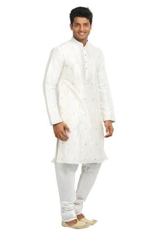 Image Title White Indian Wedding Kurta Pajama Sherwani - Indian Ethnic Wear for Men