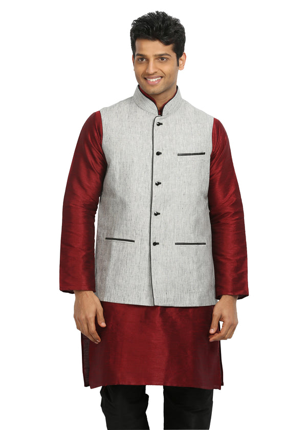Silver Nehru Jacket for Men