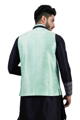 Image Title Saris and Things Light Green Nehru Jacket for Men