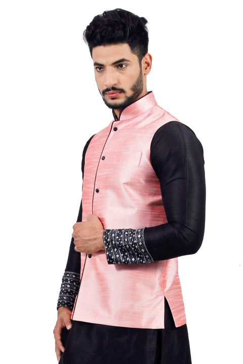 Saris and Things Bubblegum Nehru Jacket for Men