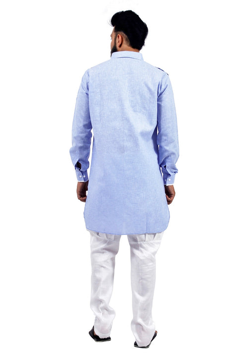 Saris and Things Skyblue Pathani Suit for Men