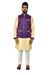 Indian Traditional Silk Cream Sherwani Kurta Set with Catalina Blue Jacket for Men