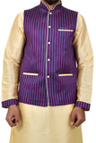 Image Title Indian Traditional Silk Cream Sherwani Kurta Set with Catalina Blue Jacket for Men