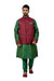 Indian Traditional Ghiccha Silk Green Sherwani Kurta Set with Multicolour Jacket for Men