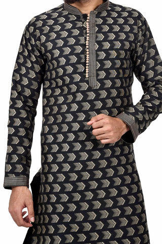 Image Title Indian Traditional Cotton Silk Light Brown Kurta Pajama for Men