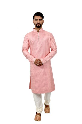 Image Title Indian Traditional Brocade Silk Cotton Candy Kurta Pajama for Men