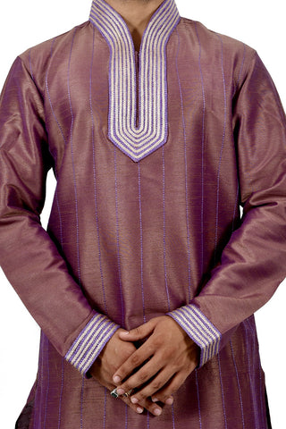 Image Title Indian Traditional Silk Brown Kurta Pajama for Men