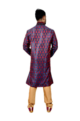 Image Title Indian Traditional Brocade Silk Multicolour Kurta Pajama for Men