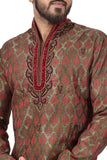 Image Title Indian Traditional Brocade Silk Multicolour Kurta Pajama for Men