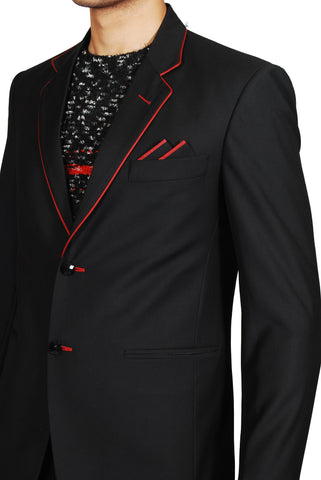 Image Title Notch Lapel Style Trendy Black Blazer for Men