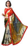 Image Title Sensational Crepe Silk Designer Hand Painted Saree Sari - D-301