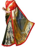 Image Title Sensational Crepe Silk Designer Hand Painted Saree Sari - D-301