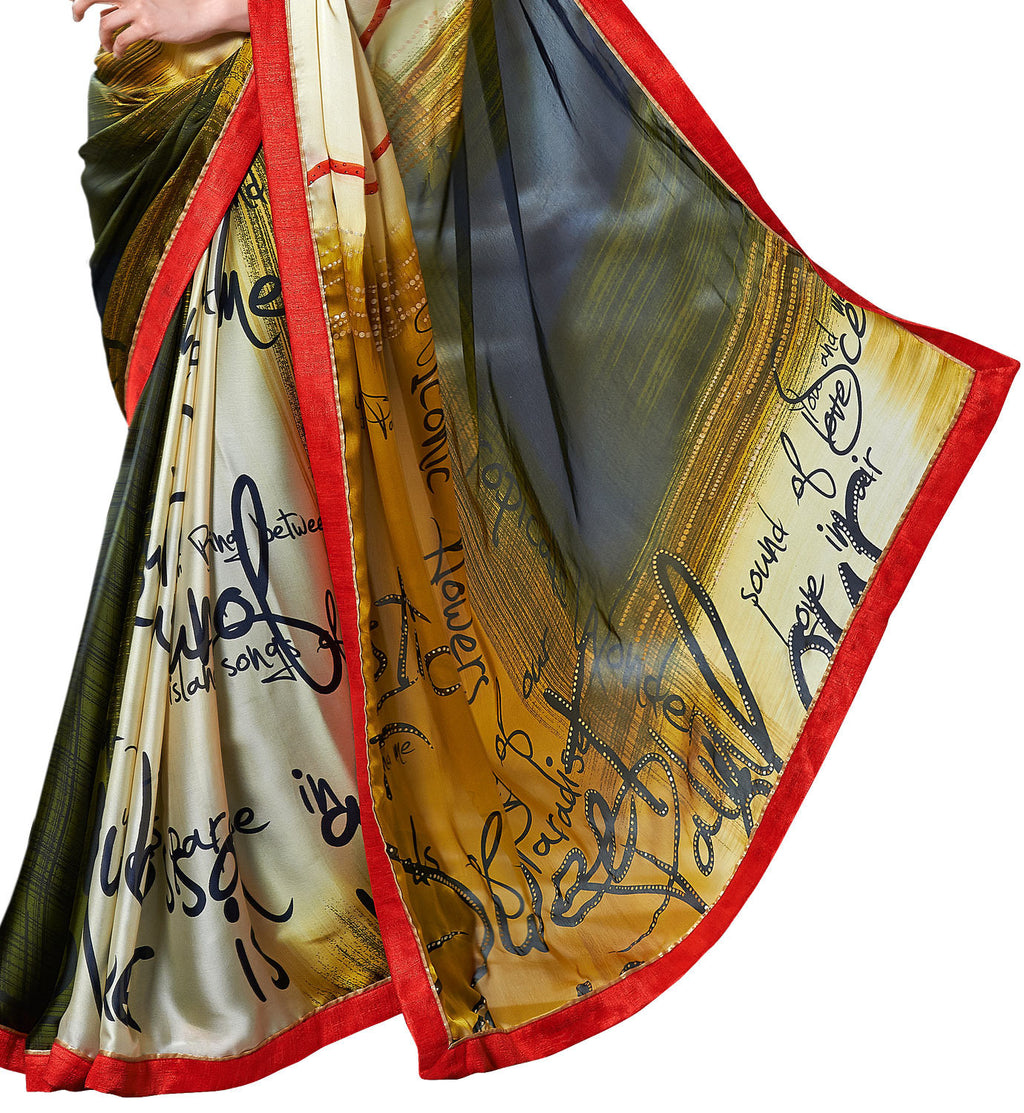 Image Title Sensational Crepe Silk Designer Hand Painted Saree Sari - D-301