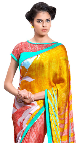 Image Title Digital Print Sensual Crepe Silk Saree Sari D-304