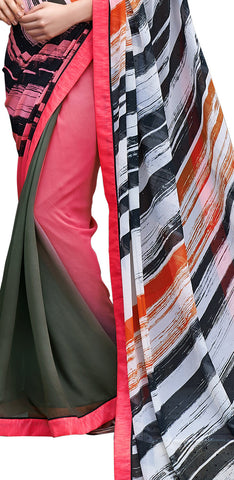 Image Title Digital Print Crepe Silk Bold & Beautiful Shaded Saree Sari D-317