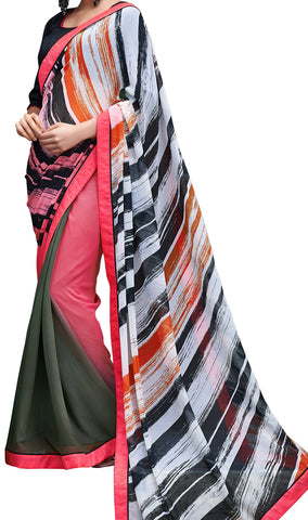 Image Title Digital Print Crepe Silk Bold & Beautiful Shaded Saree Sari D-317