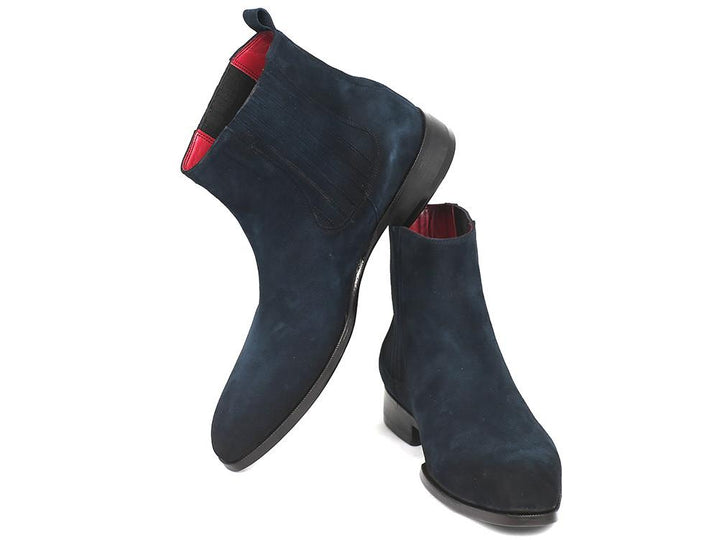 Paul Parkman Navy Suede Chelsea Boots (ID#SD875NVY) Size 9.5-10 D(M) US