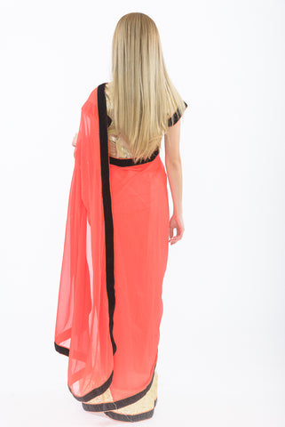 Image Title Light and Breezy Orange Modern Style Bollywood Party Sari