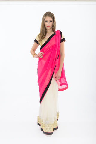 Image Title Light and Breezy Pink Modern Style Bollywood Party Sari