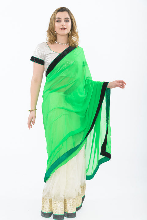 Light and Breezy Green Modern Style Bollywood Party Sari-SNT10100