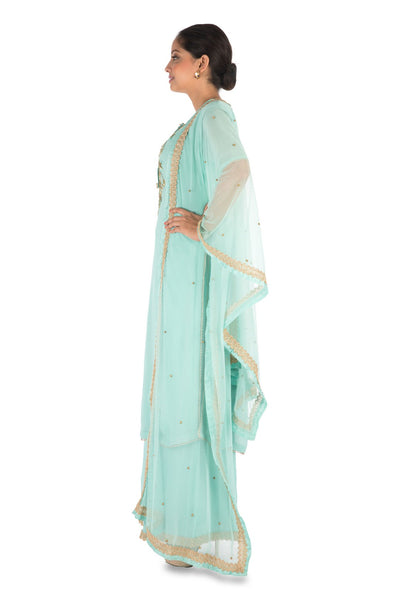Sequinned Resham Embroidered Kurta Pallazo Set