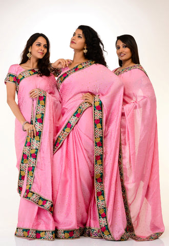 Image Title Trendy Pink Bridesmaids Sarees