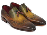 Paul Parkman Men's Wingtip Tassel Loafers Green Shoes (ID#WL34-GRN) Size 6.5-7 D(M) US