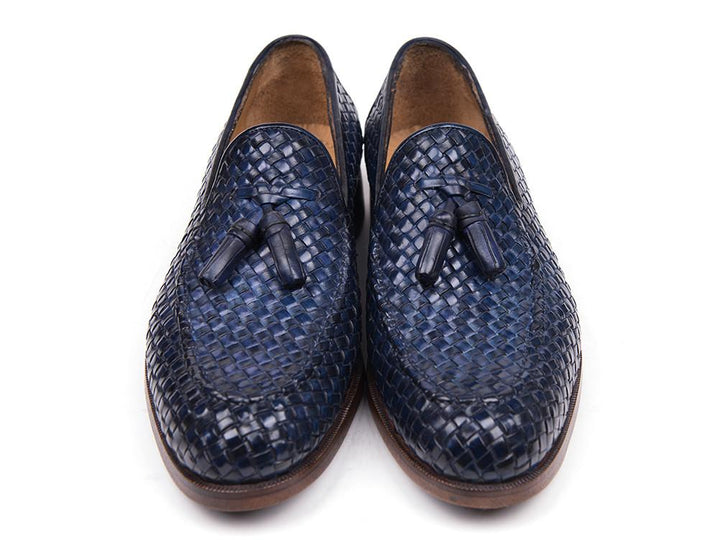 Paul Parkman Woven Leather Tassel Loafers Navy Shoes (ID#WVN44-NAVY) Size 6.5-7 D(M) US