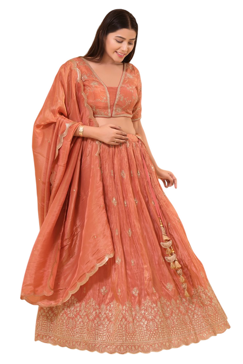 Modern Peach Blossom Lehenga Set SNT-LV009 Modern Peach Blossom Lehenga Set SNT-LV009