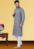 Designer Elegant Silver Grey Indo-Western Kurta Set – BL152961